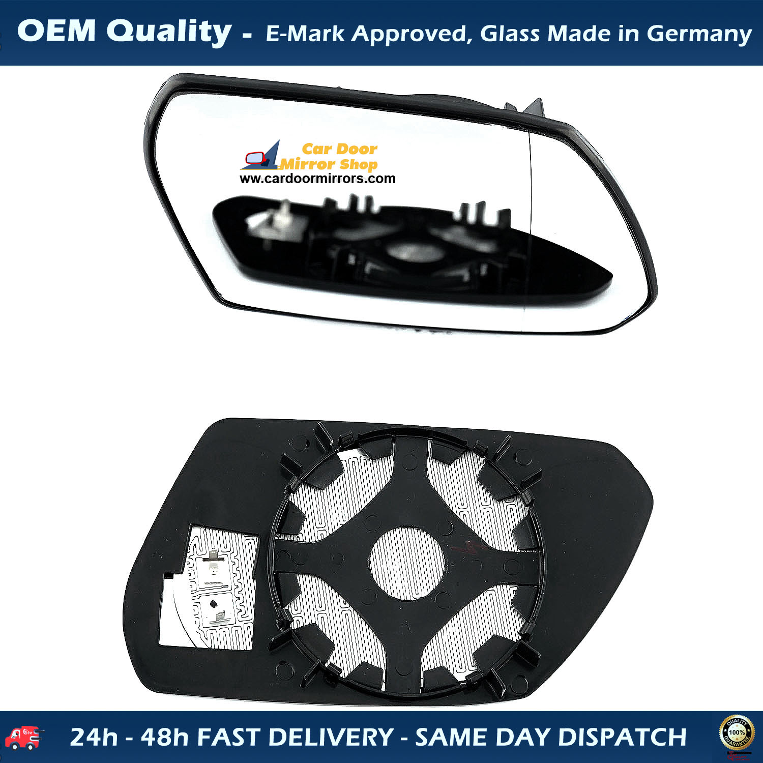 thumbnail image 2 of Ford Mondeo Mk5 Heated Aspherical Wing Mirror Glass – Passenger Left Side 2014-2021 Chrome 2 of 5