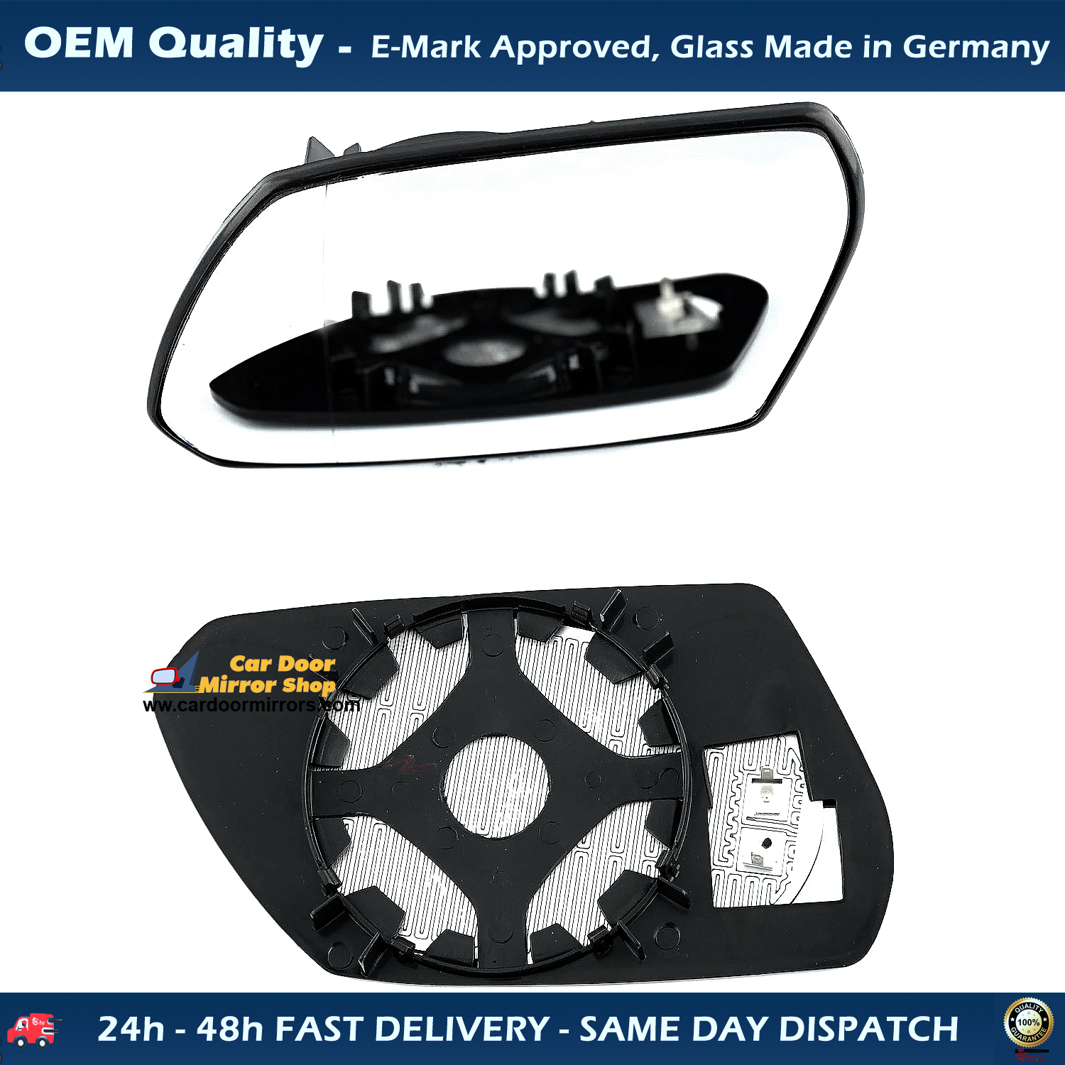 thumbnail image 2 of Ford Mondeo Mk5 Heated Aspherical Wing Mirror Glass – Passenger Left Side 2014-2021 Chrome 2 of 5