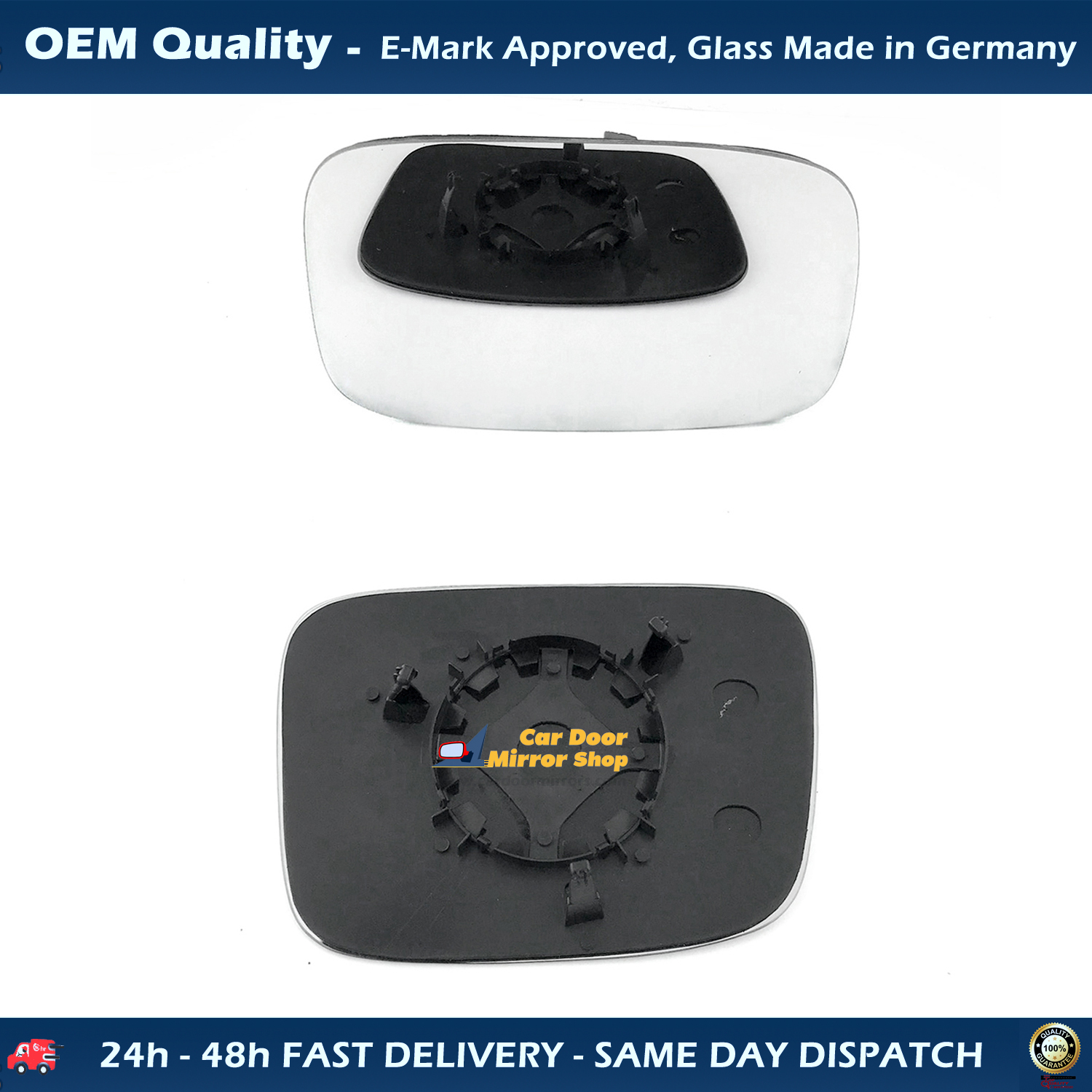 Aspherical Heated Left Wing Side Mirror Glass Fits VW Transporter T5 2009